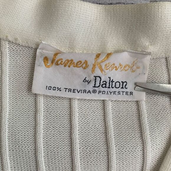 Vintage 70s Cardigan Sweater Vest Oatmeal Sleeveless Knit Vneck Button Front - Picture 8 of 9